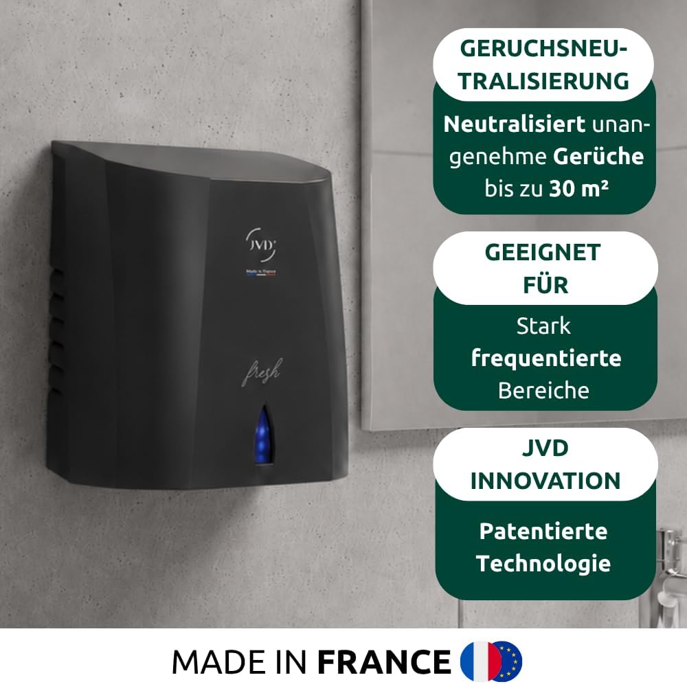 JVD Automatischer Druckluft Händetrockner mit Geruchsneutralisierung Sup'Air Fresh Schwarz