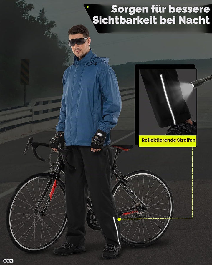 33,000ft Herren Regenhose wasserdichte Outdoorhose Leichte Wanderhose 5000MM Winddichte Regenhose zu