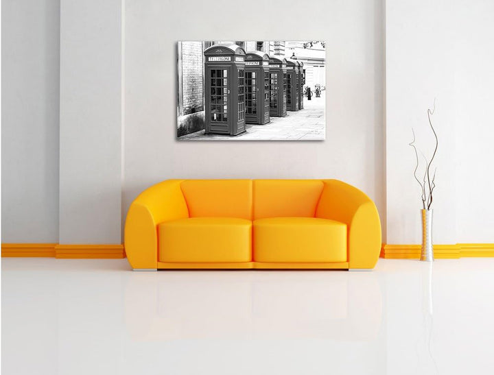 Pixxprint Londoner Telefonzellen als Leinwandbild/Grösse: 100x70 cm/Wandbild/Kunstdruck/fertig bespa