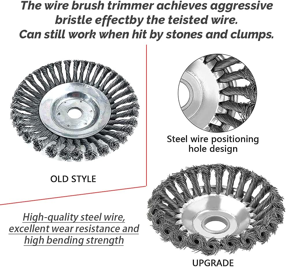 Viilich Unkrautbürste Unkrauttrimmer Motorsense Freischneider 200 x 25,4 MM Kegel Unkrautbuerste,mit