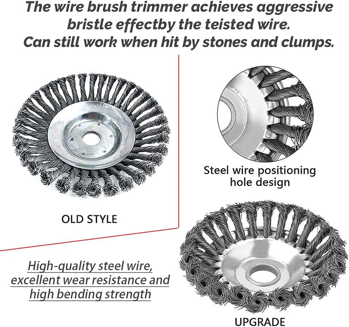 Viilich Unkrautbürste Unkrauttrimmer Motorsense Freischneider 200 x 25,4 MM Kegel Unkrautbuerste,mit