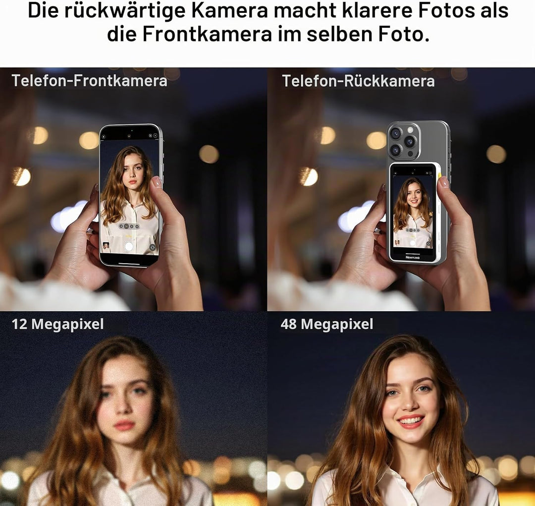 Newmowa Magnetischer Telefon Vlog Selfie Touchscreen Monitor mit Zoom,1080P Wireless Aufnahme,Telefo