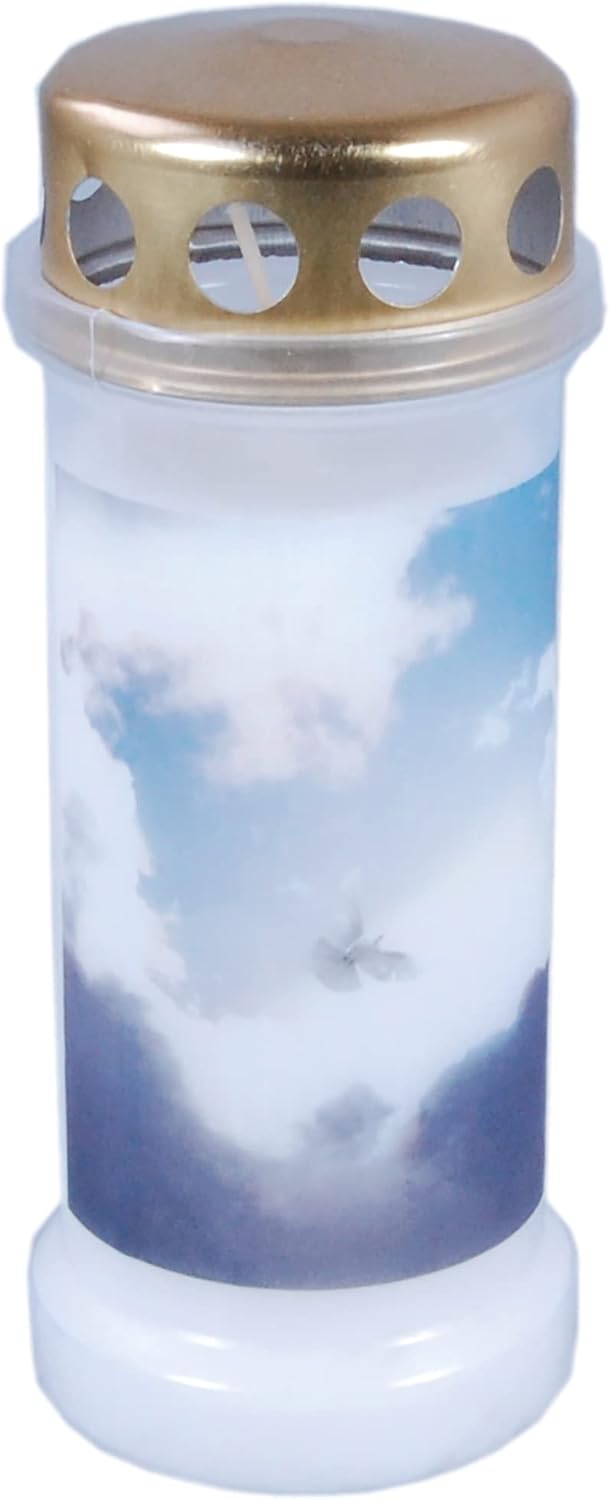 BOLSIUS - Grablicht - Dauerbrenner - Weiss - Nr.6 - 12 Stück - Mit Motiv - Himmel - Brenndauer 70 St
