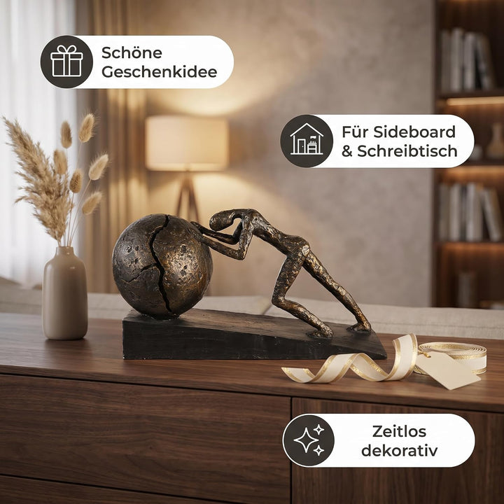Casablanca - Skulptur Heavy Ball - Poly - Bronzefinish - Schwarzer Base - Höhe 21,5 cm - Länge 37 cm