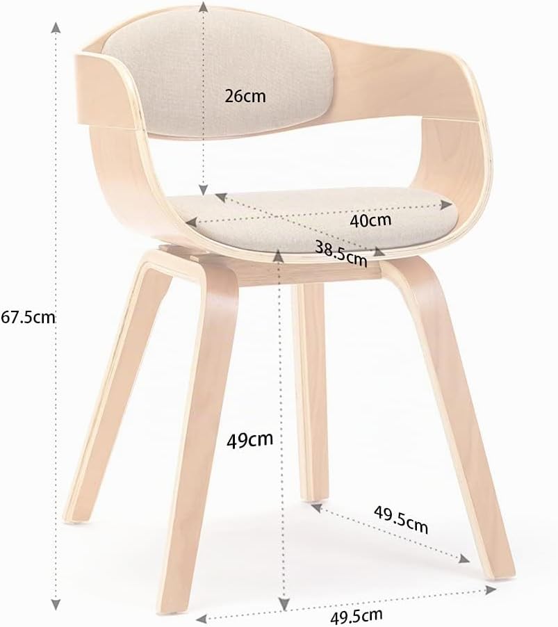 Mingone 2er Set Esszimmerstühle Holz Küchenstühle Designer Stühle mit Leinen Sessel Gepolsterte mit