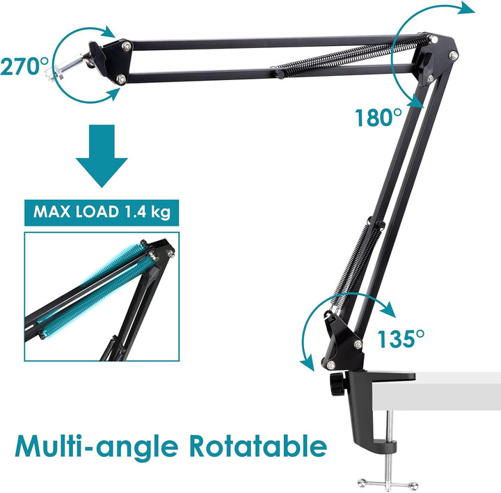 SM7B Mikrofon Arm mit Popschutz - Microphone Schwenkarmständer kompatibel mit Shure SM7B XLR-Studiom