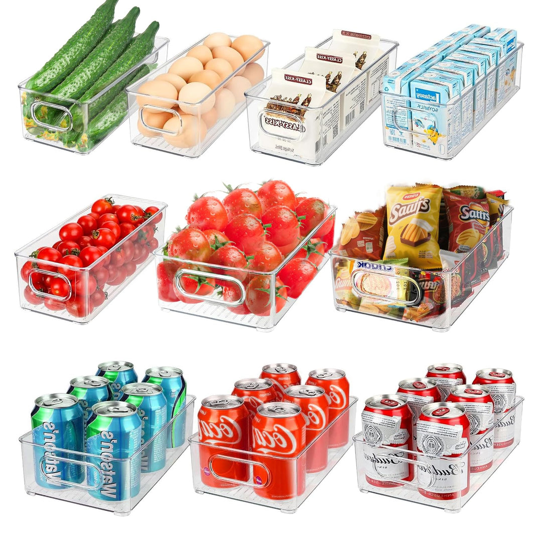 6er Set Kühlschrank Organizer Stapelbar, Durchsichtig Speisekammer Vorratsbehälter Behälter für Teeb