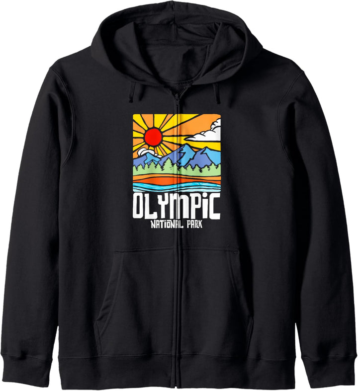 Olympic National Park Artistic Nature & Mountains Vintage Kapuzenjacke