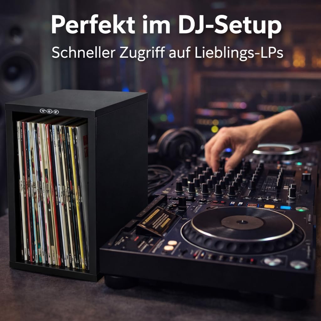Zomo VS-Box 50 Schallplattenregal aus MDF Holz, Vinyl Aufbewahrung für 12-Zoll LPs, stapelbar, offen