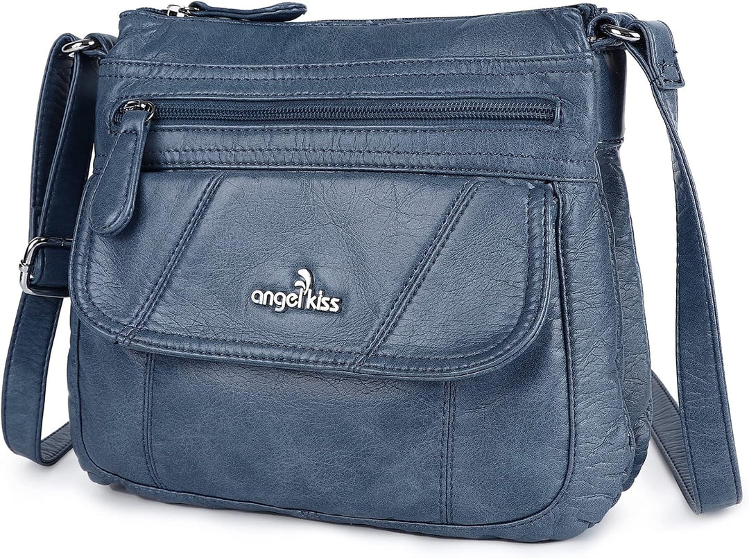 Angelkiss Kleine Damen-Umhängetasche, Leder, Schultertasche für Damen, Hobo-Tasche mit verstellbarem