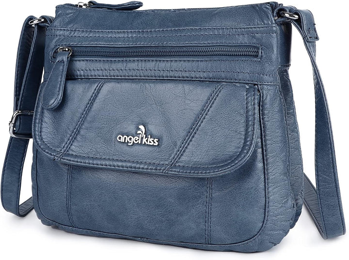 Angelkiss Kleine Damen-Umhängetasche, Leder, Schultertasche für Damen, Hobo-Tasche mit verstellbarem
