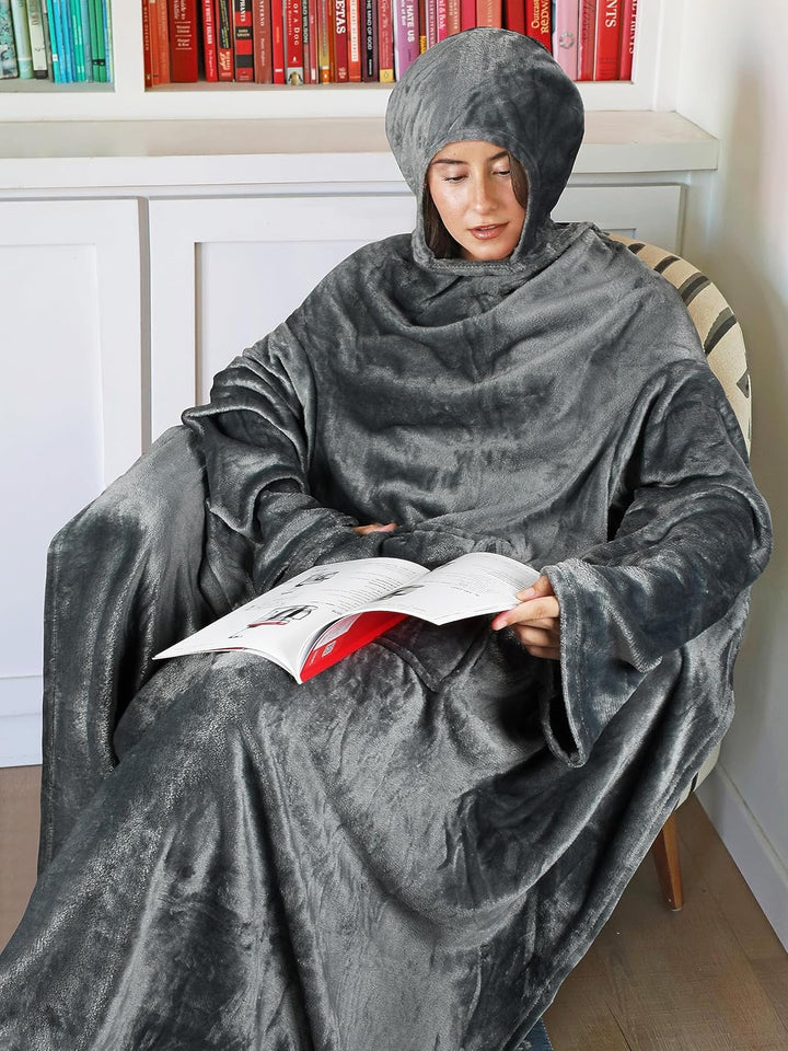 Catalonia Classy Decke mit Ärmeln und Kapuze als Geschenk für Frauen Herren, Flauschig Fleece Kusche