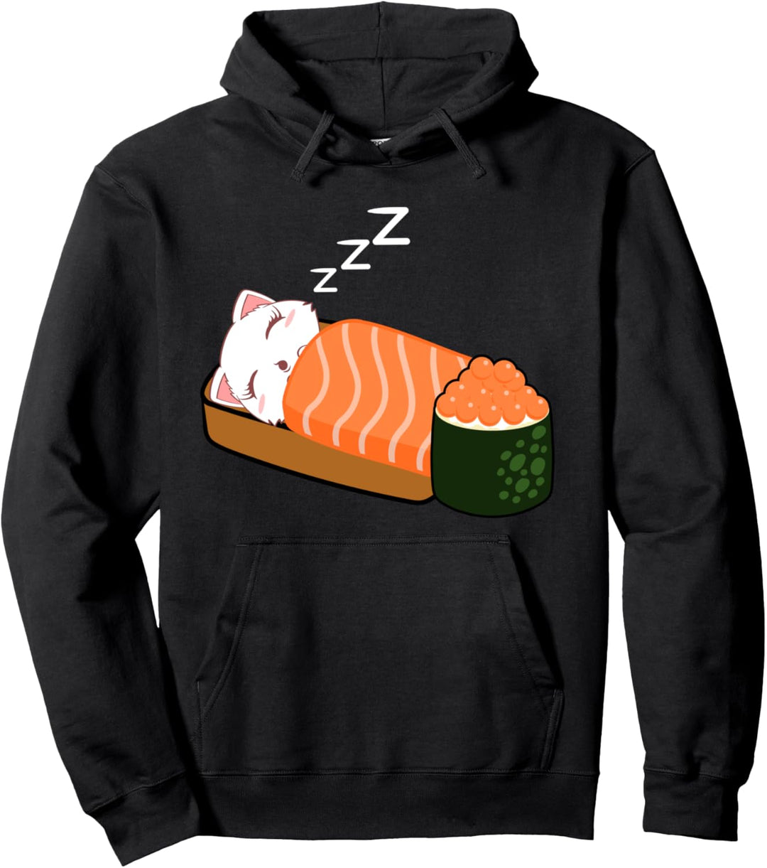 Kawaii Katze Sushi lustiges Katzenbesitzer schlafende Katze Pullover Hoodie