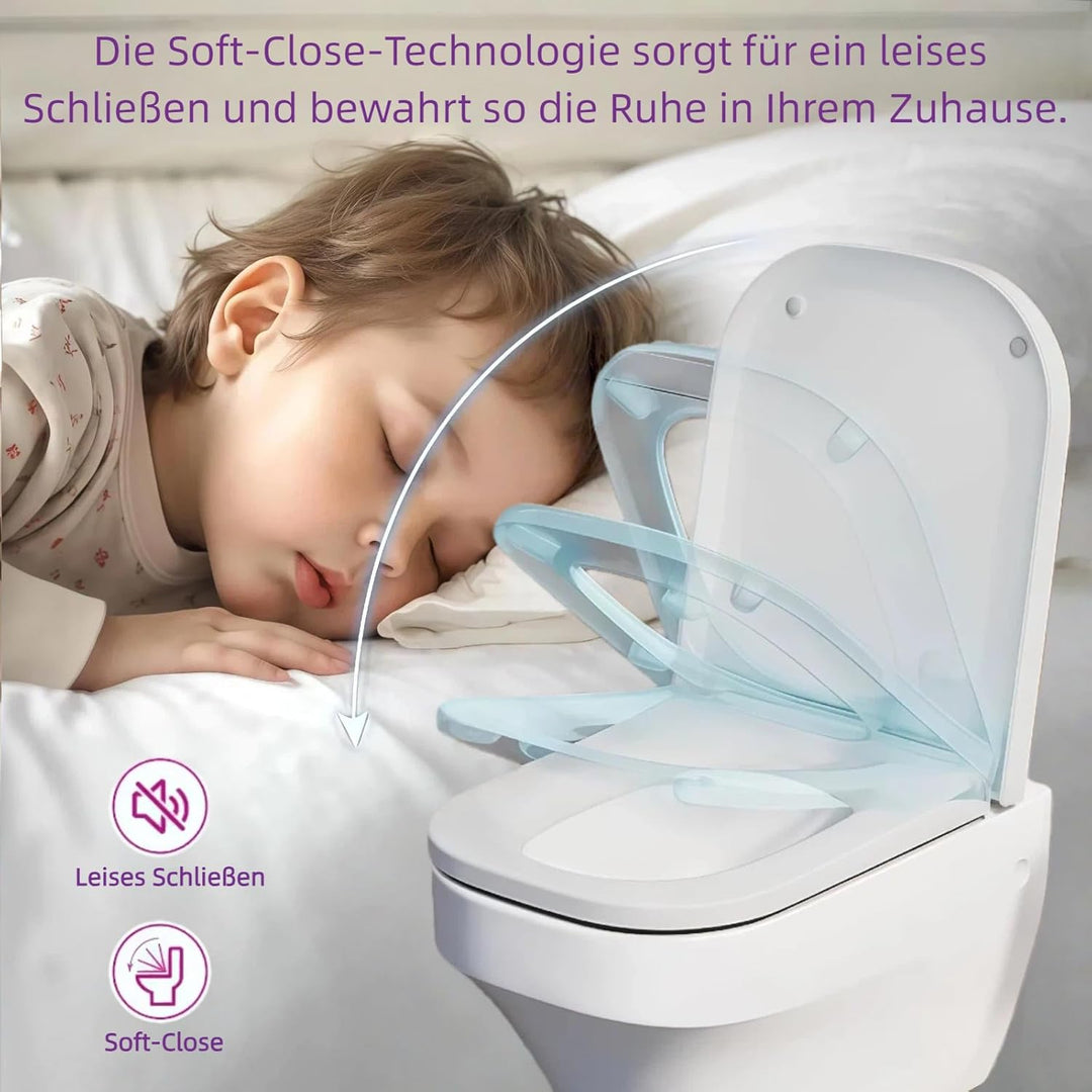 Toilettendeckel mit Absenkautomatik, Einfache Montage, Antibakteriell & UV-beständig, Quick-Release-