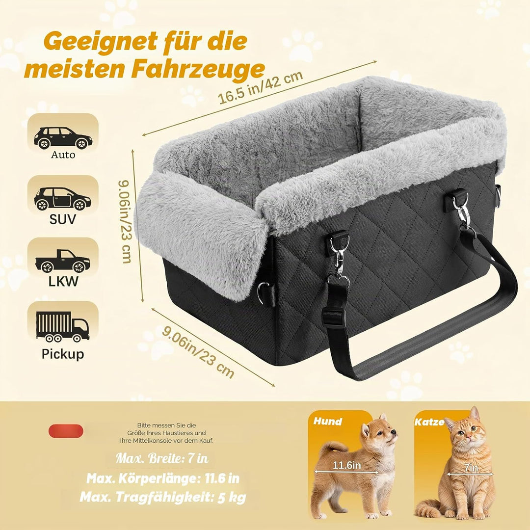 VavoPaw Verbessert Hundesitz für Mittelkonsole, rutschfest Hunde Autositze für Mittelkonsole mit sta