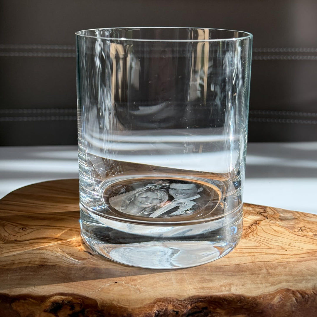contento | Personalisiertes Whiskyglas Set | Fotogravur im Glas (Glasboden) | Eigenes Bild gelasert