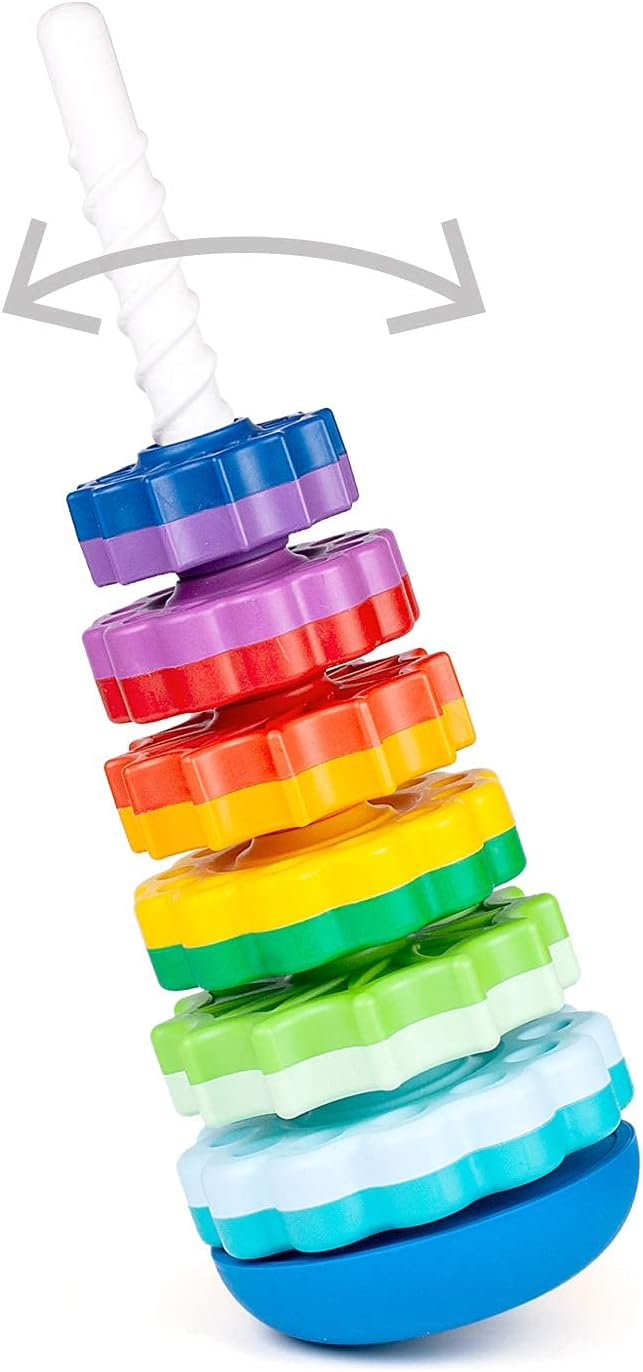 FANCY 40 cm gross Stapelturm Baby Kinderspielzeug ab 1 2 3 Jahre Farbring Pyramide mit Spiralgewinde
