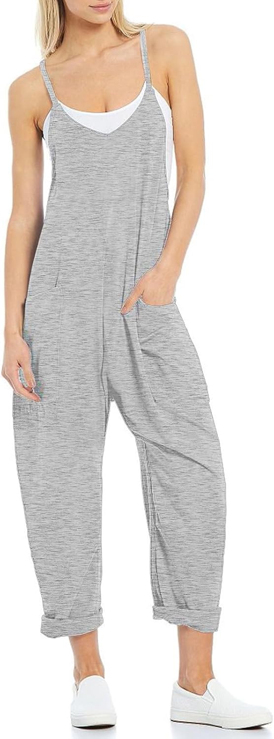 VUTRU Stylischer Damen Sommer Overall – Ärmelloser Jumpsuit mit lockerer Passform,V-Ausschnitt,trend