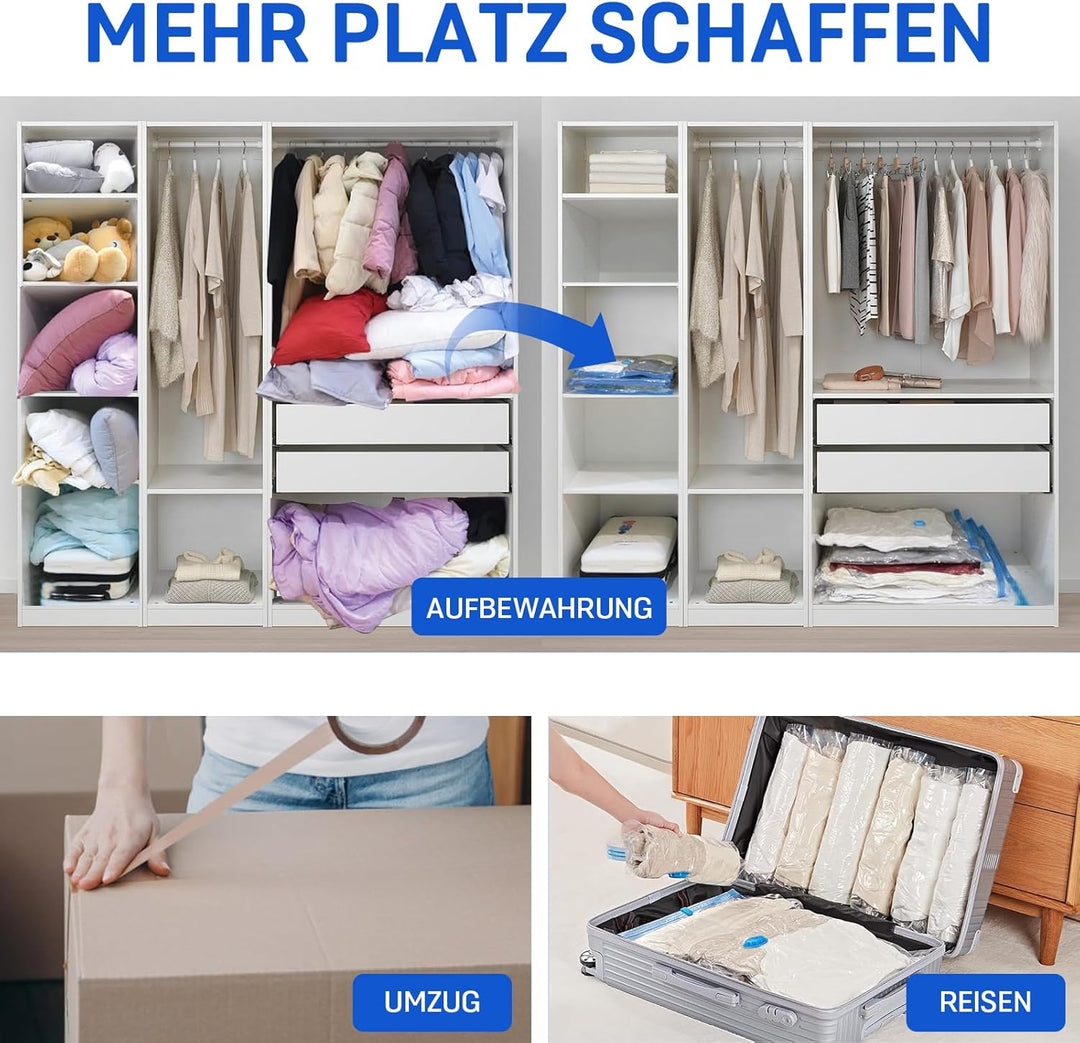 Vakuumbeutel für Kleidung Bettdecken 12 Stück, CaptainFive Vakuumierbeutel 3 Grössen (4 * 100x80cm +