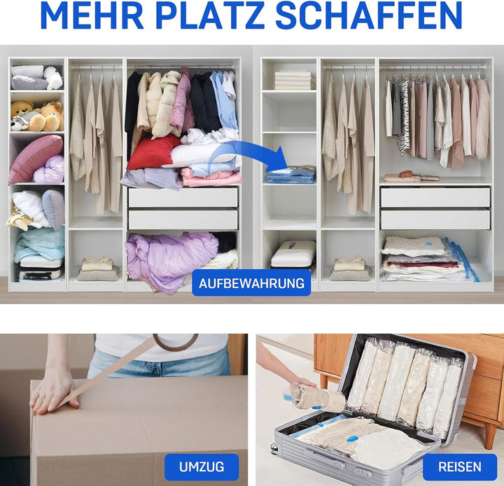 Vakuumbeutel für Kleidung Bettdecken 12 Stück, CaptainFive Vakuumierbeutel 3 Grössen (4 * 100x80cm +