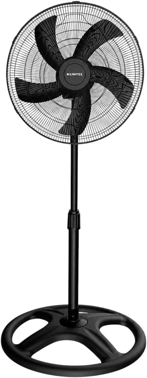 Opviq Kumtel Verstellbarer schwarzer Ventilator, 60 W, 50 x 50 x 132 cm | 3 Geschwindigkeitsstufen,