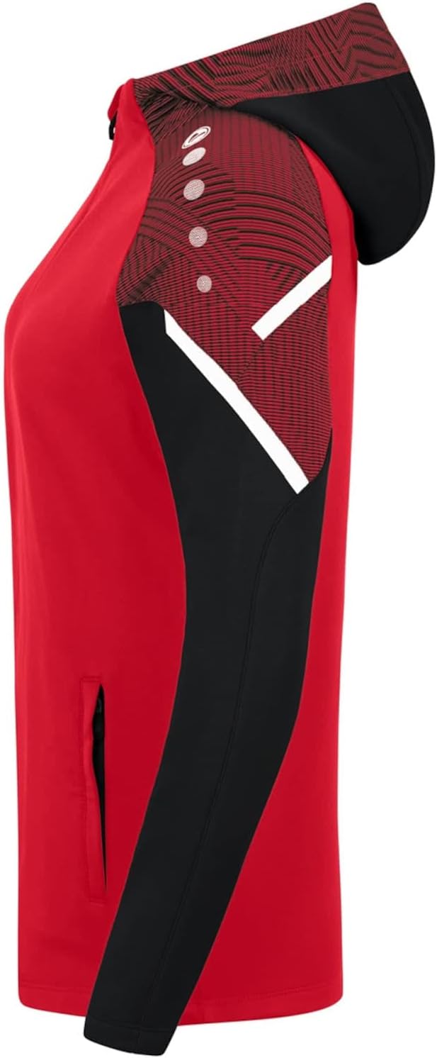 JAKO Damen Kapuzenjacke Performance, Royal/Weiss/Marine,6897, Rot/Schwarz