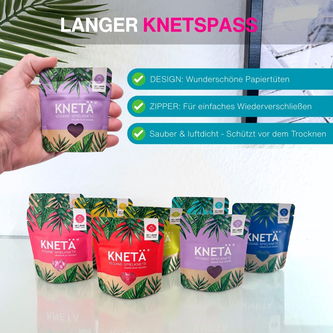 KNETÄ Knete ab 1 Jahr I Party Set I 24x vegane Kinderknete inkl. 3X Bastelkarte Tiermotive I Playdou
