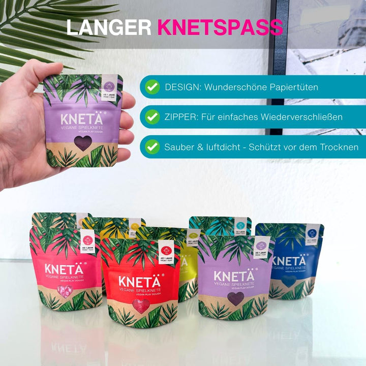 KNETÄ Knete ab 1 Jahr I Party Set I 24x vegane Kinderknete inkl. 3X Bastelkarte Tiermotive I Playdou