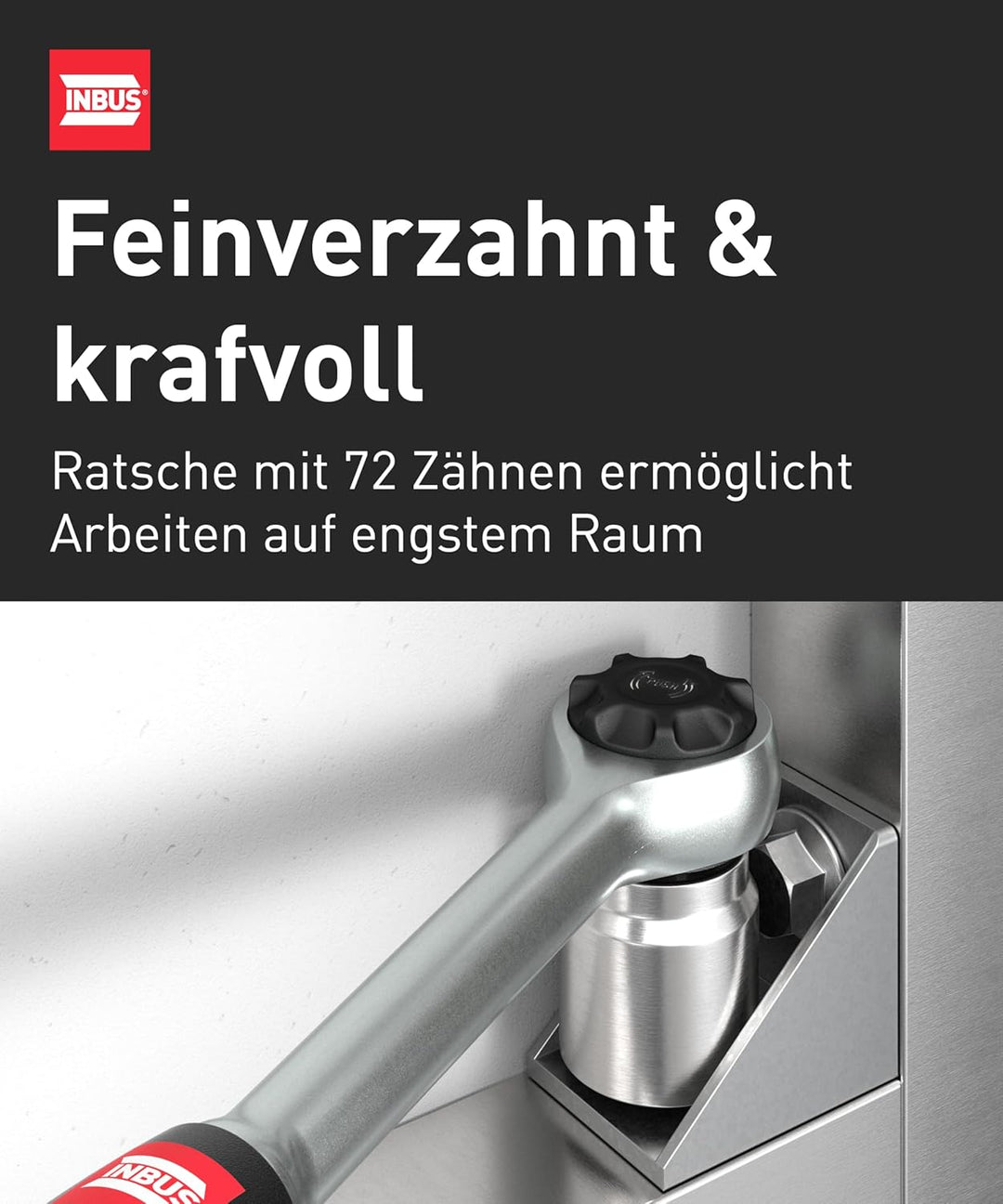 INBUS® 74087 Ratsche 1/2", mit Feinverzahnung (72 Zähne), 1/2"