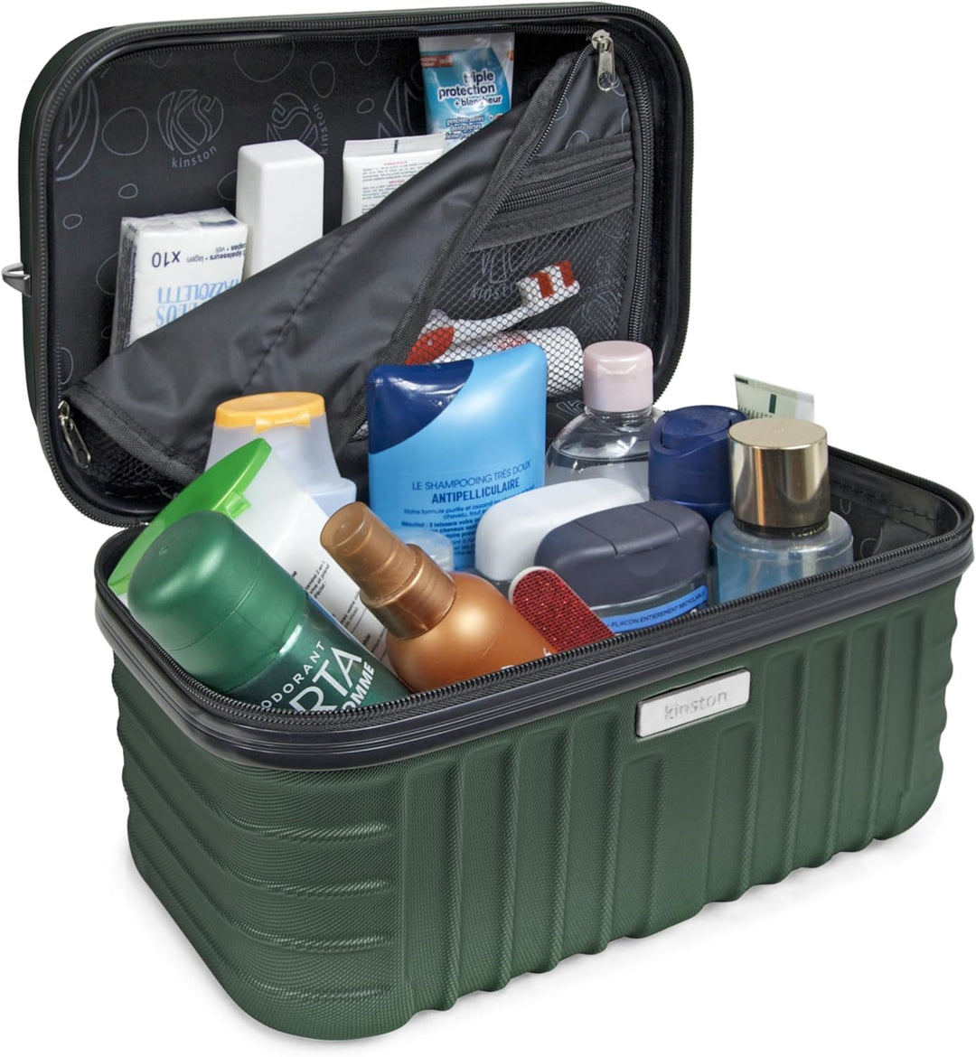 KINSTON Vanity Case Hartschale mit Schulterriemen – Kulturbeutel Reise Kosmetik – Hartschale mit Gri