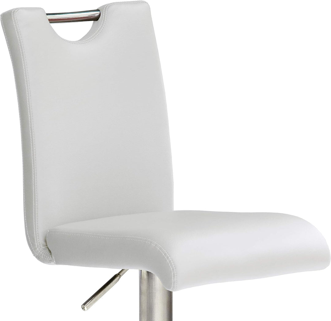 Robas Lund Barhocker Weiss mit Lehne Barstuhl drehbar 360 Grad, Hocker höhenverstellbar, PU BAR.DO,