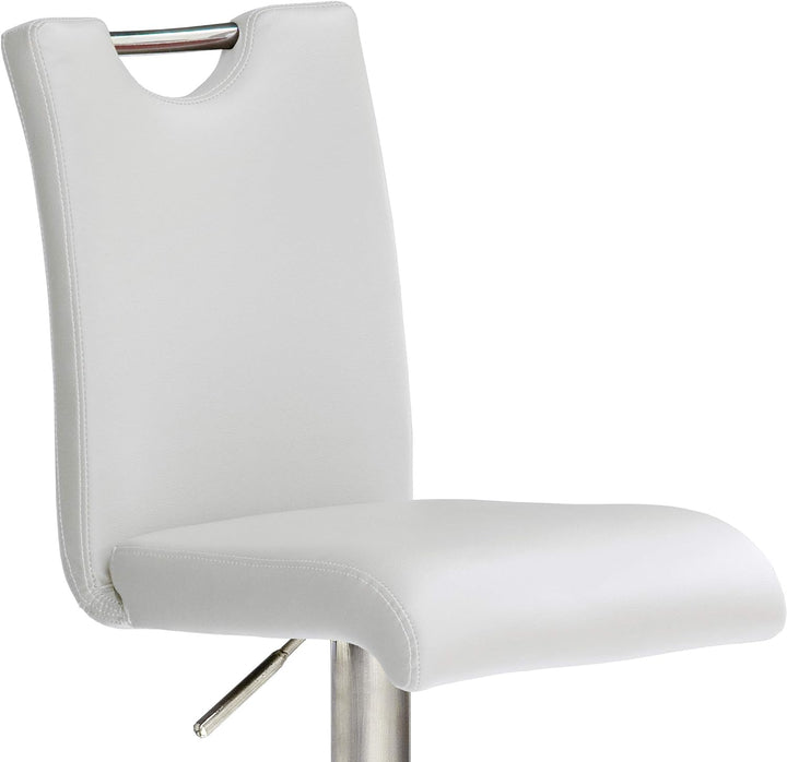 Robas Lund Barhocker Weiss mit Lehne Barstuhl drehbar 360 Grad, Hocker höhenverstellbar, PU BAR.DO,