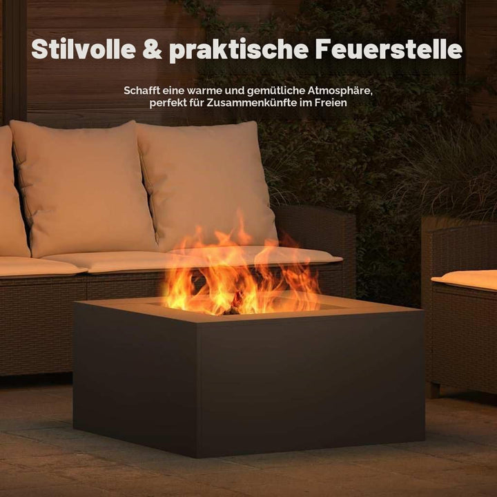vidaXL Feuerplatz Schwarz 80 x 80 x 40 cm Kaltgewalzter Stahl, Garten und Terrasse, moderner Feuerko