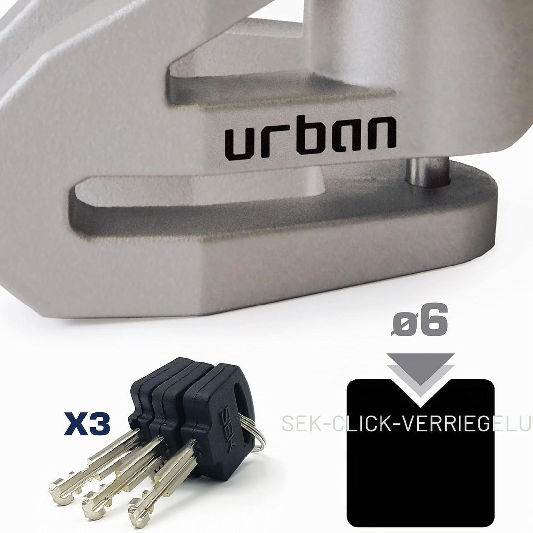 URBAN UR206T Bremsscheibenschloss Motorrad Fahrrad Roller E Scooter Schloss Fahrradschloss mit Erinn