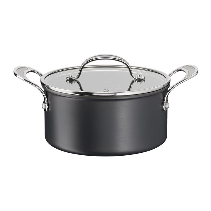 Tefal H9124644 Kochtopf, 24 cm, Jamie Oliver, harteloxiert, Aluminium, Schwarz 24cm Stewpot + Lid, 2