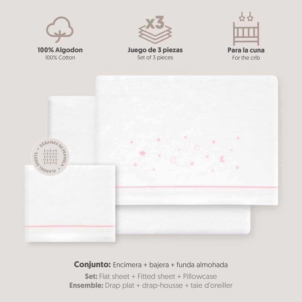 Interbaby Bettwäsche-Set für Kinderbett, 60 x 120 cm, 100% Baumwolle, warm, weich, inklusive Spannbe