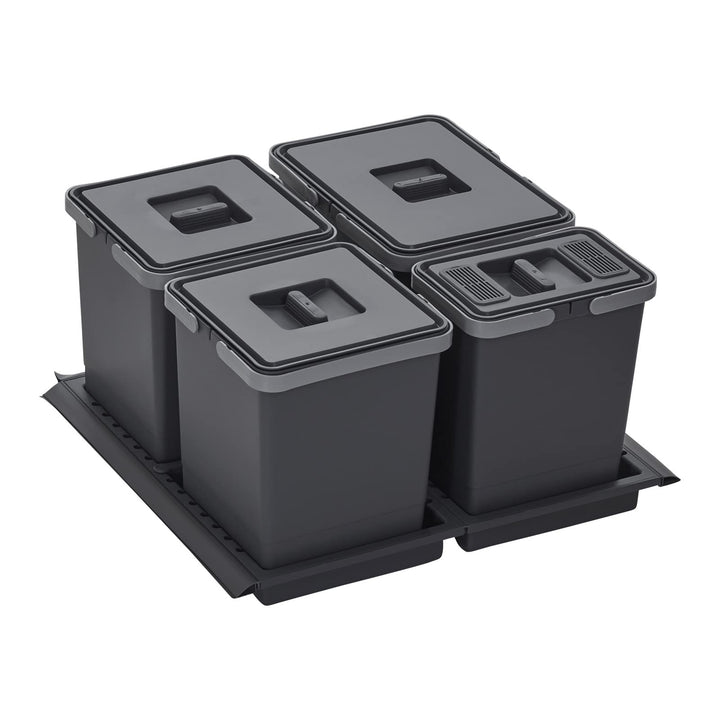 SOTECH Abfallsammler Draw 15+10+10+6L Abfalltrennsystem mit Deckel Abfallsystem für Korpusbreite 60
