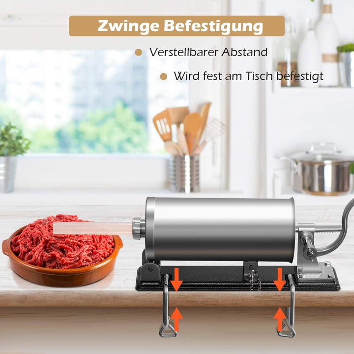 GOPLUS Wurstfüller aus Edelstahl, Wurstfüllmaschine Wurstmaschine Manuell, Wurstpress mit 4 Verschie