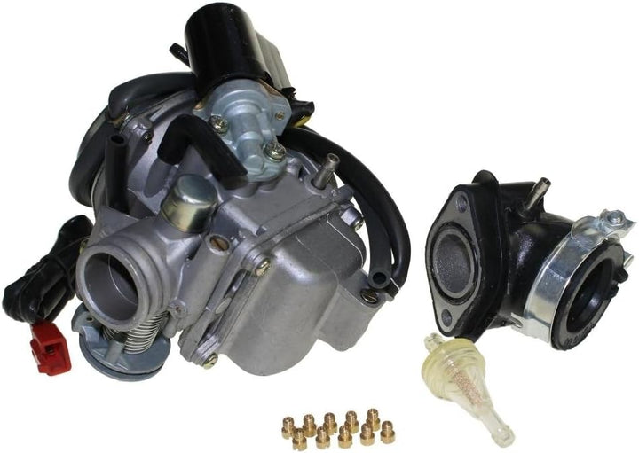 Tuning Vergaser Set 24mm inkl. E-Choke, Ansaugstutzen, Benzinfilter und Düsenset für Keeway Focus Kr