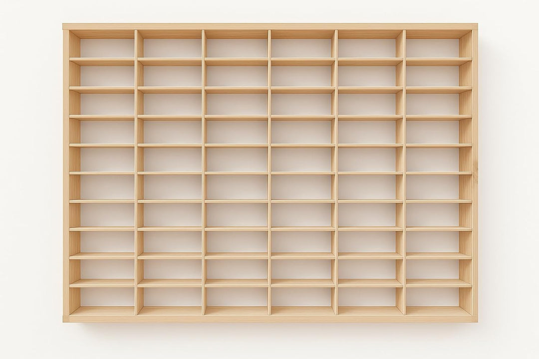 Setzkasten für Modellautos aus Holz von FabaHome - Sammelvitrine für Autos mit 60 Fächern | Wandrega