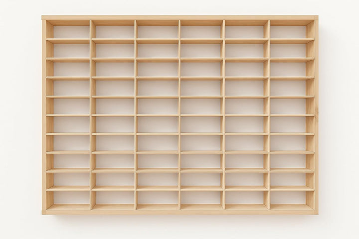 Setzkasten für Modellautos aus Holz von FabaHome - Sammelvitrine für Autos mit 60 Fächern | Wandrega