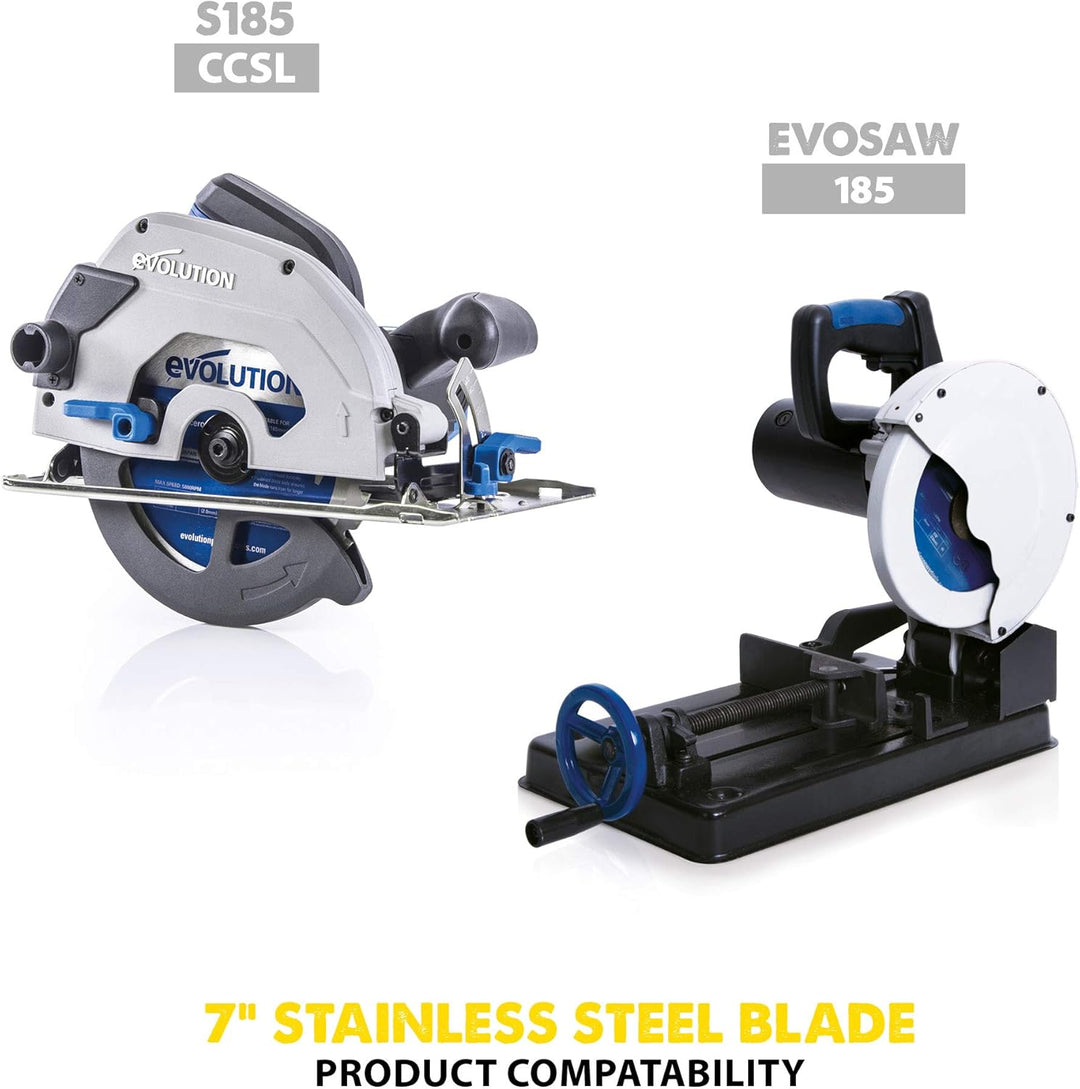 Evolution Power Tools Edelstahl Sägeblatt, 180BLADESSN, 48 Zähne, gelb, 7 Inch