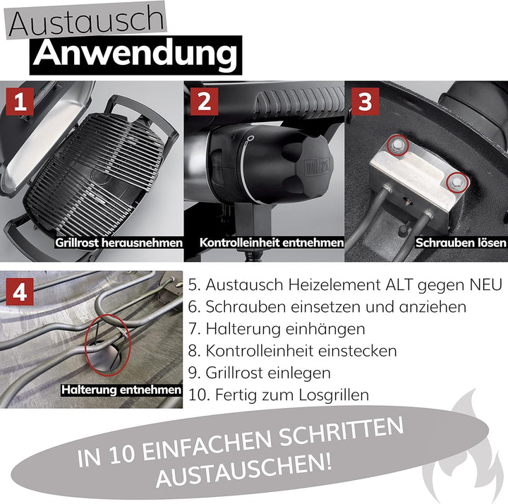 Weber Heizelement [Original Ersatzteil] für Elektrogrill Q 240 und 2400 66816 [1 Stück] mit Schraube