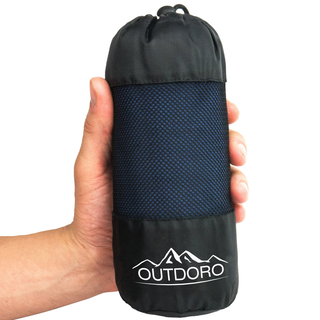 Outdoro Hüttenschlafsack, Ultra-Leichter Reise-Schlafsack - nur 350 g aus Reiner Baumwolle mit Kisse