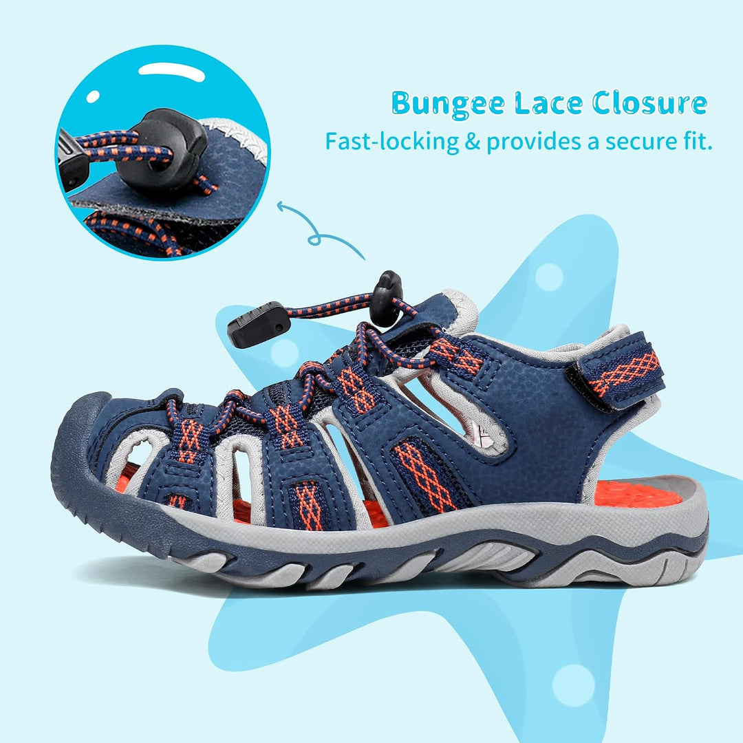 DREAM PAIRS Sandalen für Jungen, Mädchen, Bambus/Kleinkind/grosse Kinder, Sommer, geschlossen, Toe,