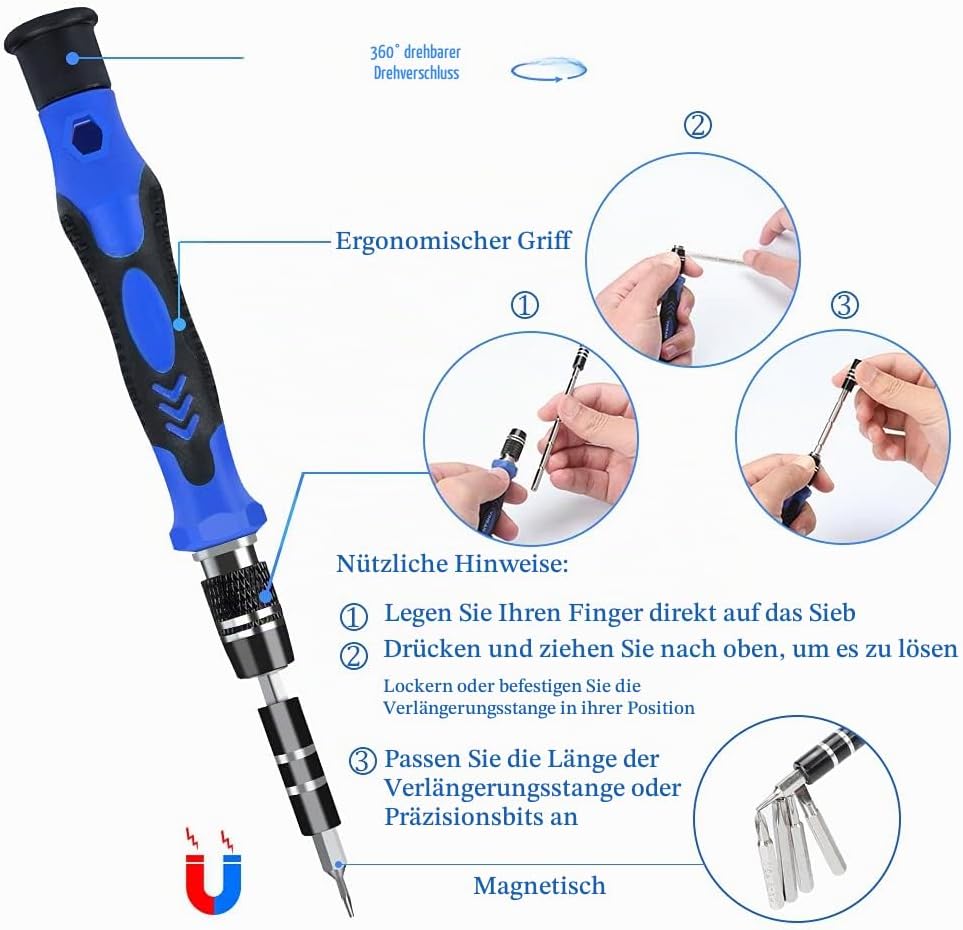138 in 1 Schraubendreher Set Feinmechanik Mini Feinmechaniker Satz Magnetisch Upgrade Version Präzis
