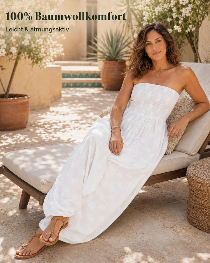 likemary Jumpsuit Damen Sommer – vielseitig tragbarer Einteiler aus Baumwolle – Haremshose mit flies