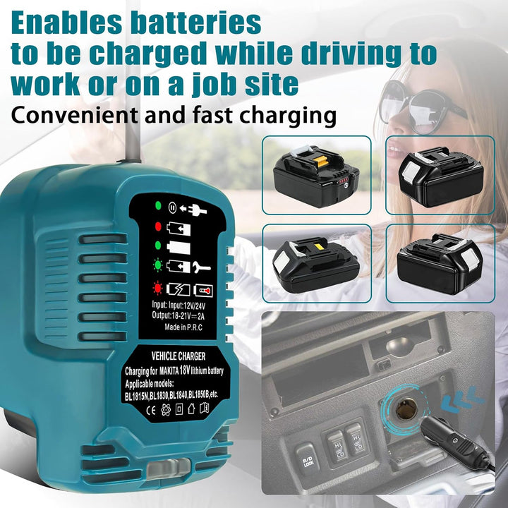Auto DC18RC Schnellladegerät Kompatibel für Makita 18V Akku BL1830 BL1840 BL1850 BL1860, mit LED Anz
