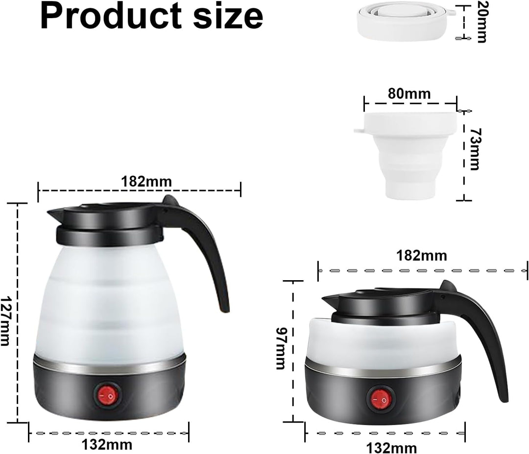 RANJIMA Faltbarer Wasserkocher,0.6L Camping Wasserkocher Mini Wasserkessel Tragbarer Silikon Reisewa