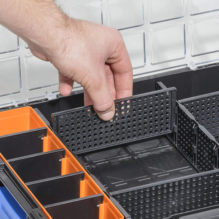 allit Kleinteilekoffer 454270 mit Verbindungsclips, flexiblen Trennstegen und hochschlagfestem Decke